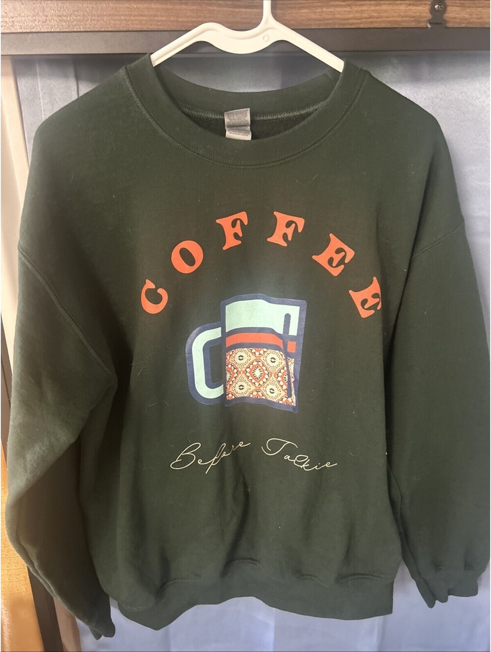 Green Coffee Before Talkie Medium Golden Sweater